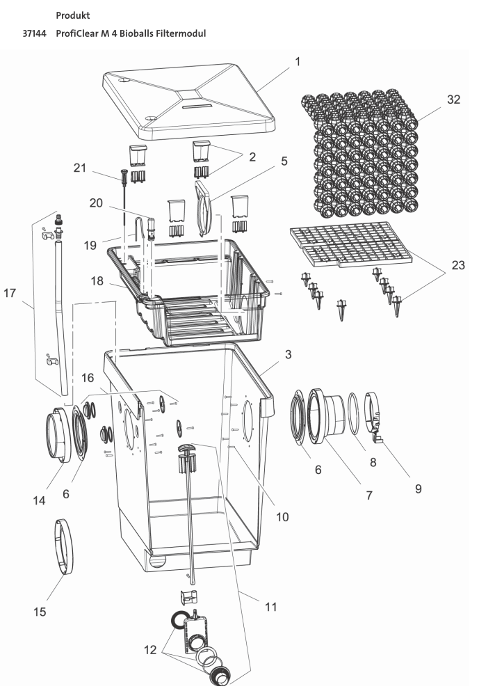 Bauplan Oase ProfiClear M 4 Bioballs Filtermodul Ersatzteile