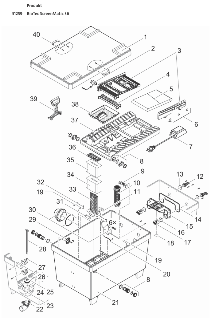 Bauplan Oase BioTec ScreenMatic 36 Ersatzteile